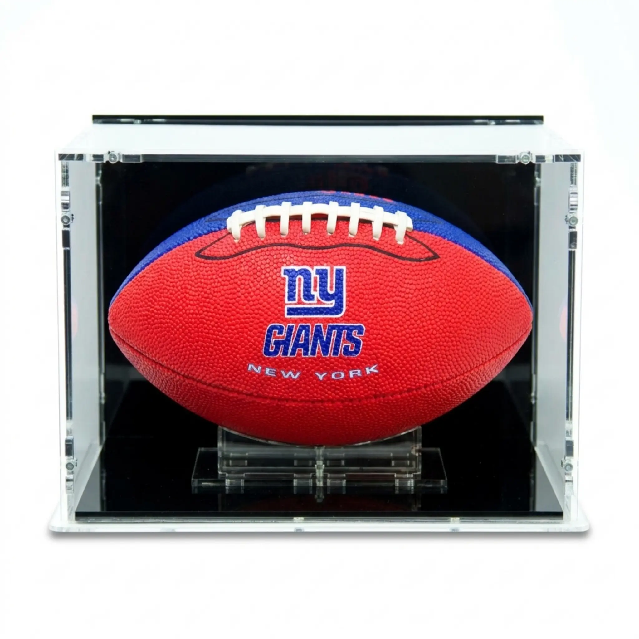 American Football Vitrine mit schwarzem Boden und schwarzer Rückwand
