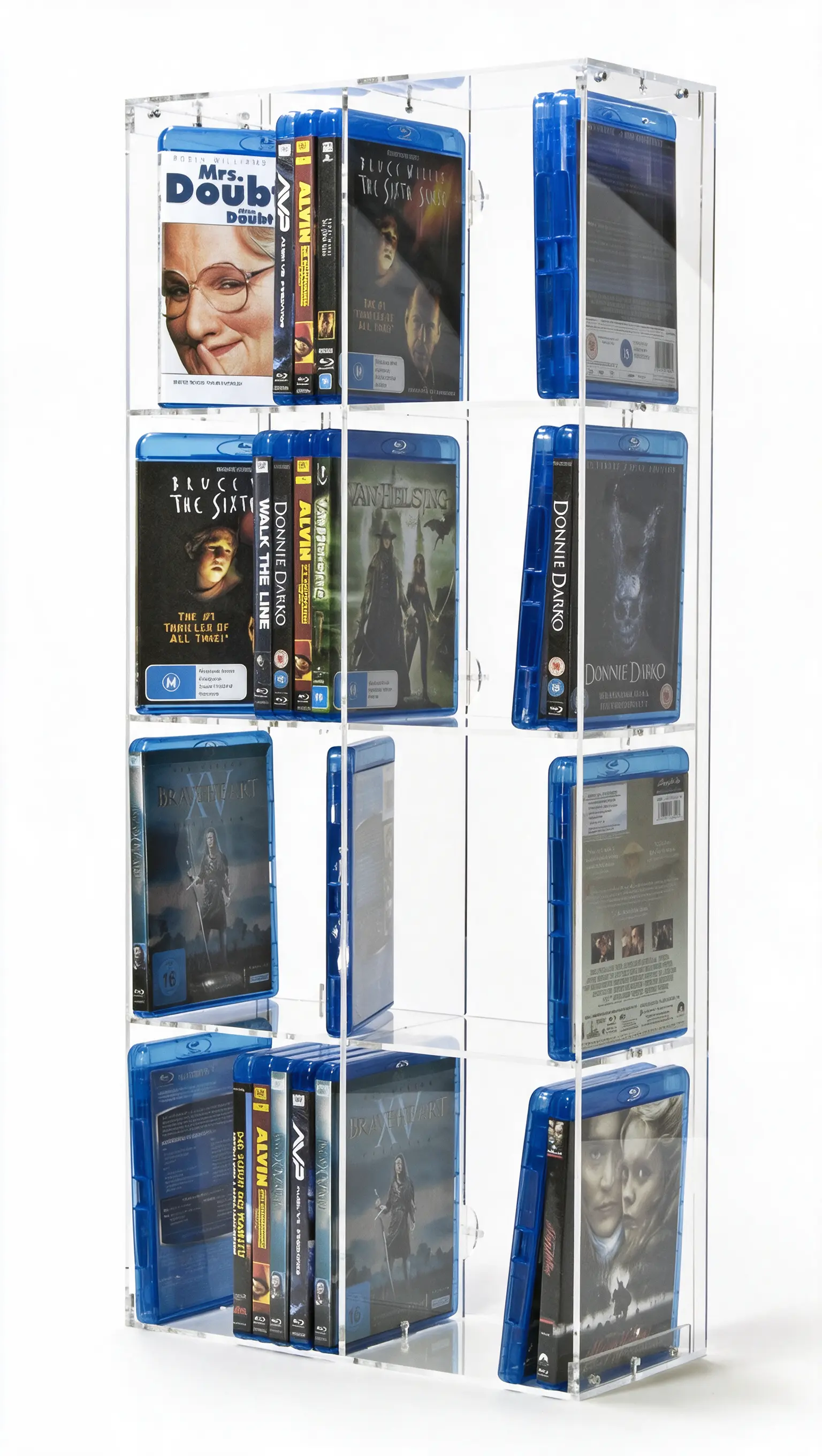 Blu-ray Modulregal 2-spaltig, 33,5 x 75 cm, Rückwand: transparent