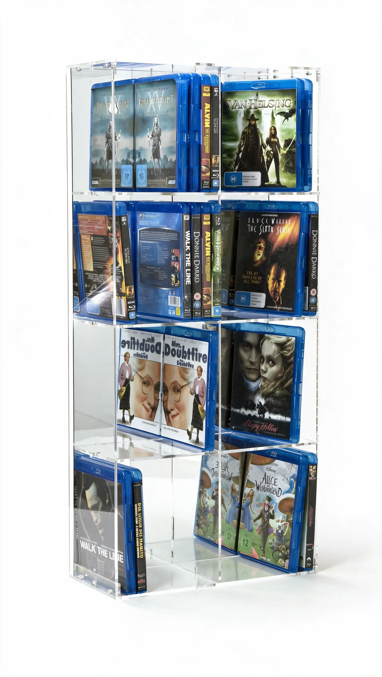Blu-ray Modulregal 2-spaltig, 33,5 x 75 cm, Rückwand: verspiegelt