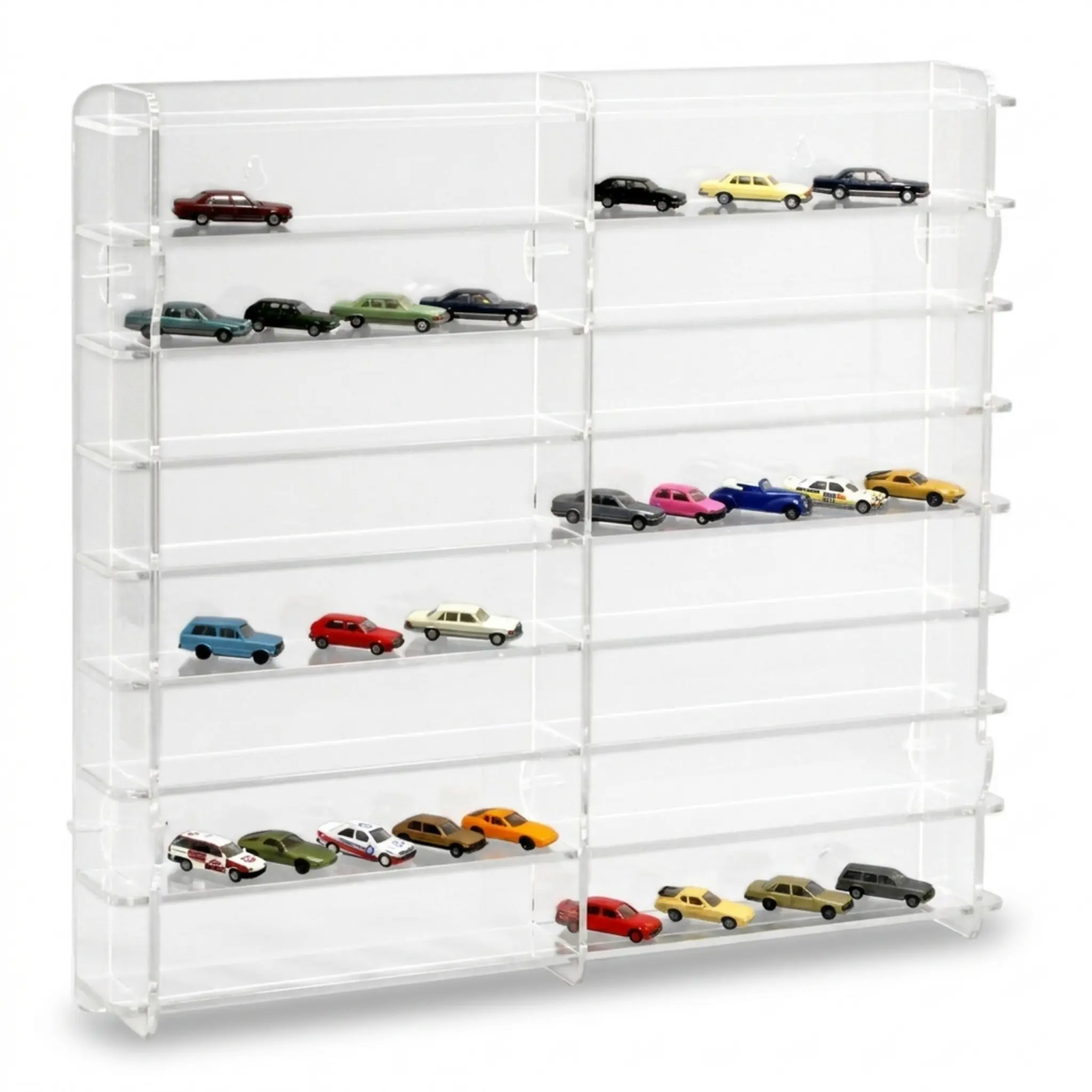 Modellautovitrine für 1:87 und Trucks, Rückwand: transparent