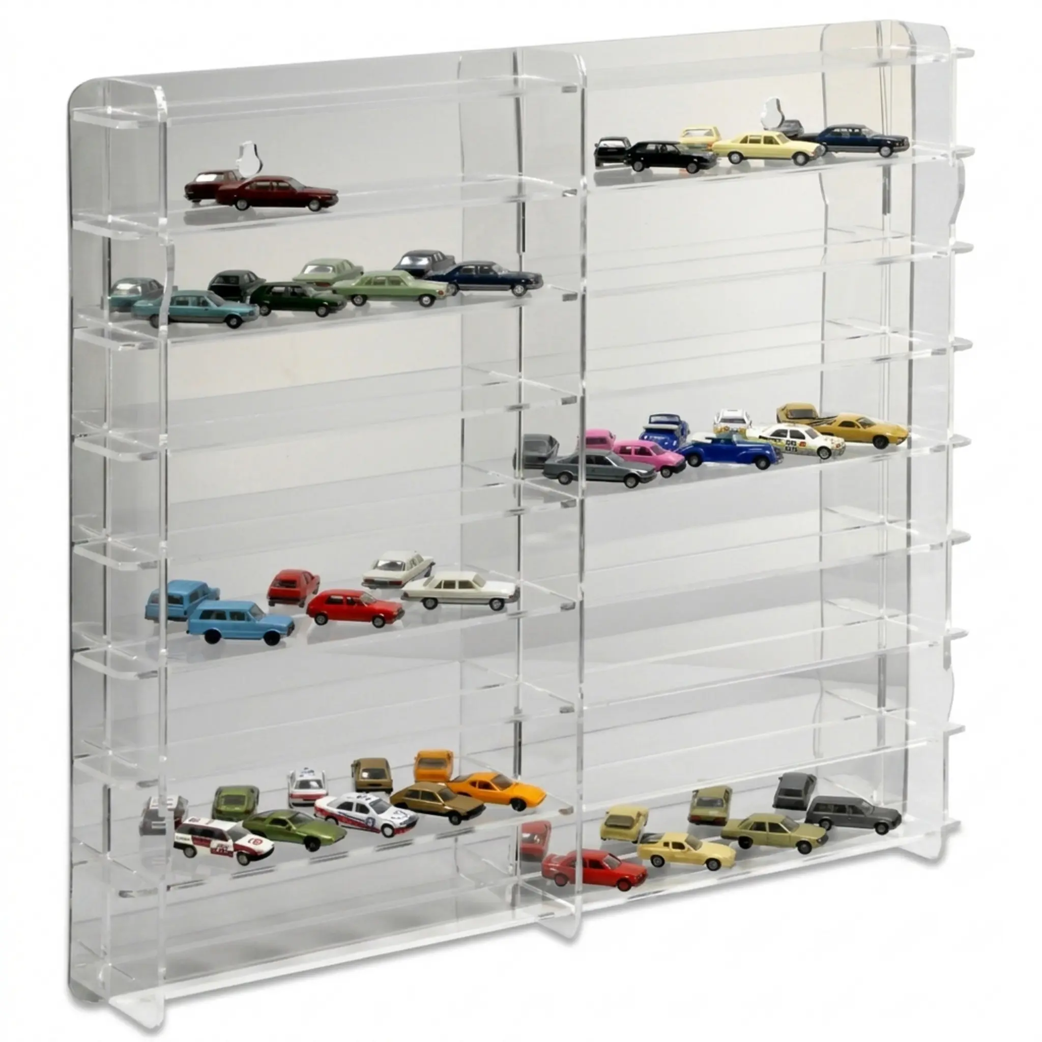 Modellautovitrine für 1:87 und Trucks, Rückwand: verspiegelt