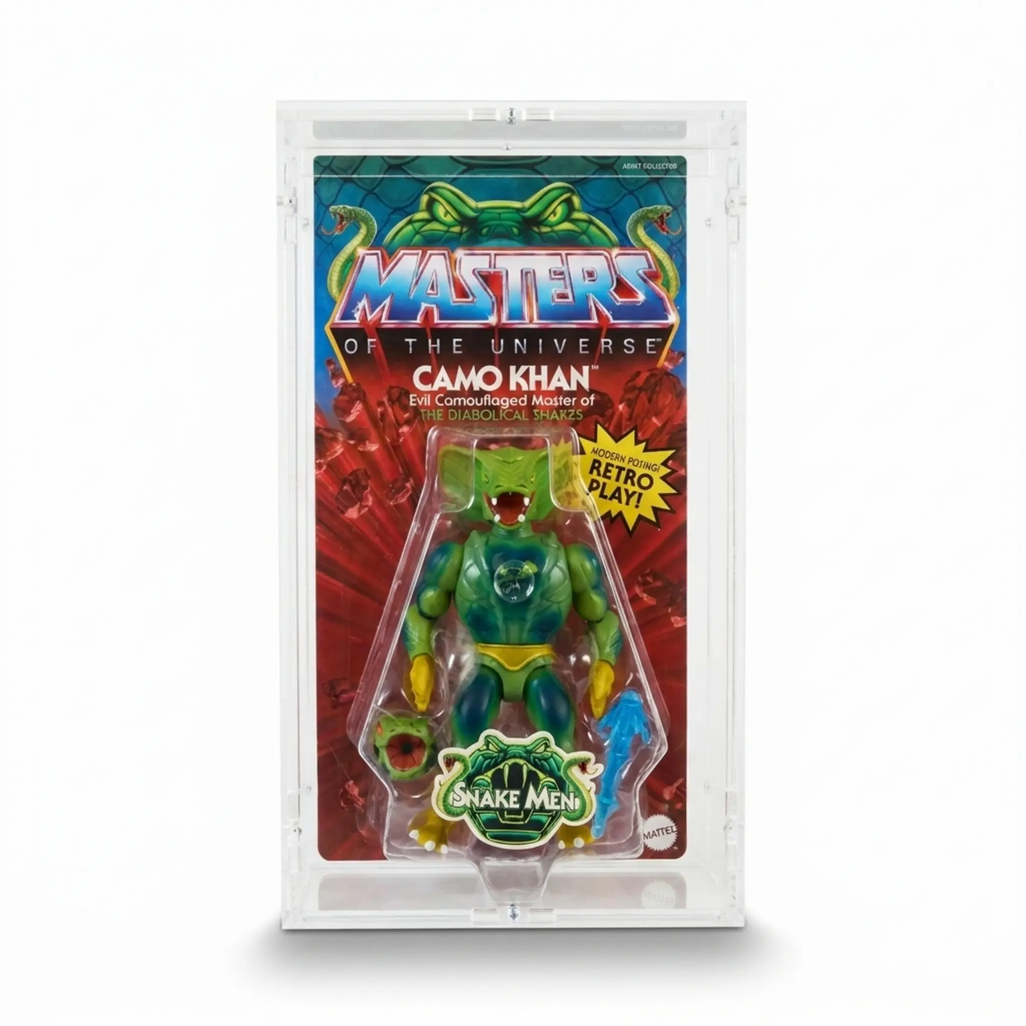 MotUO Origins - Mattel Creations - Camo Khan - B15,6 x T7,2 x H29,3 - 1 Schiene oben 6 mm zur Rückw