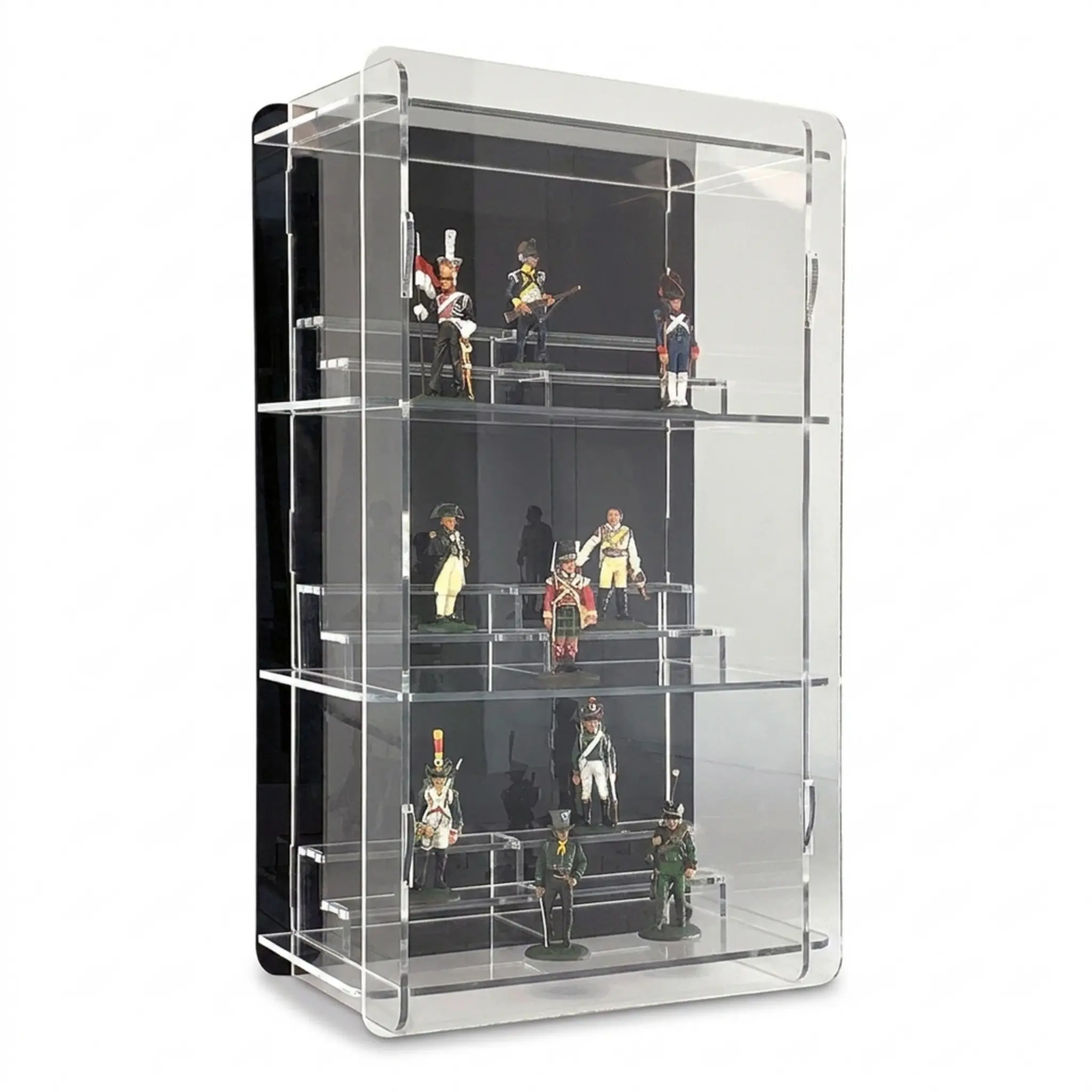 Zinnfiguren Vitrine mit Podesten einspaltig