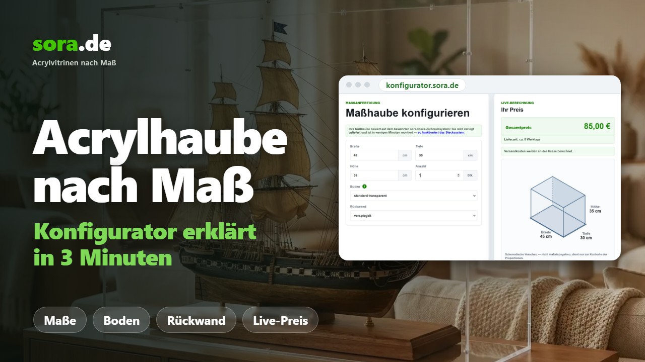 Erklärvideo: Acrylhaube nach Maß – Konfigurator erklärt in 3 Minuten