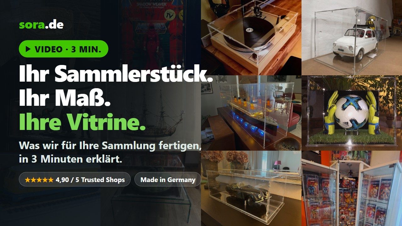 Video: Das ist sora.de – Ihr Sammlerstück. Ihr Maß. Ihre Vitrine.